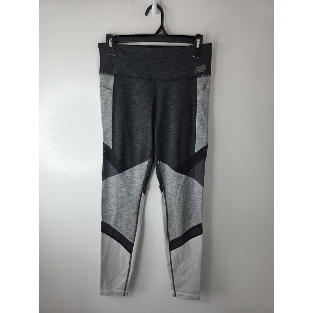 New Balance Gray Black Mesh Gym Running Leggings Women's Small